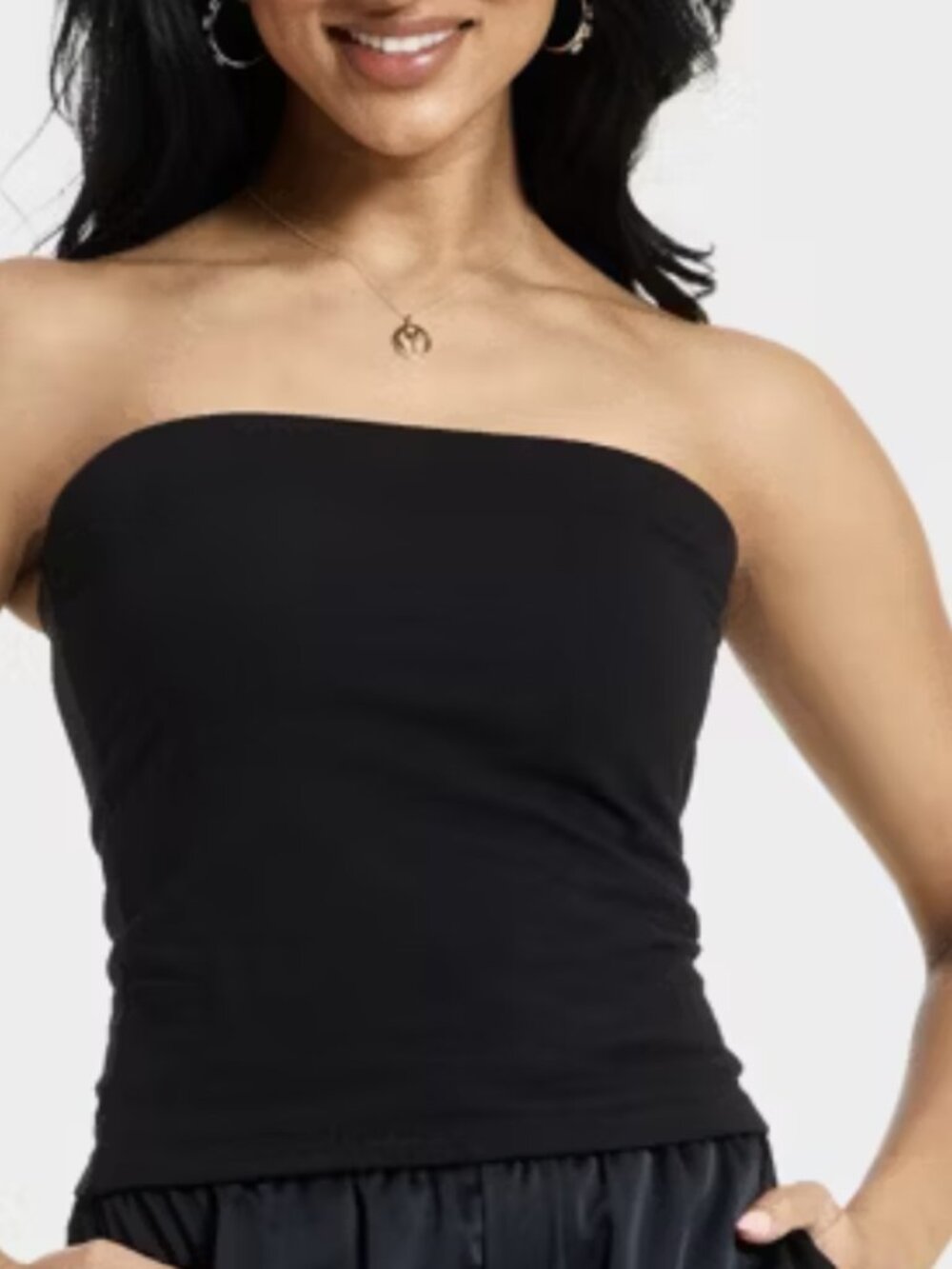 Black Ribbed Cozy Tube Top with Built in Bra